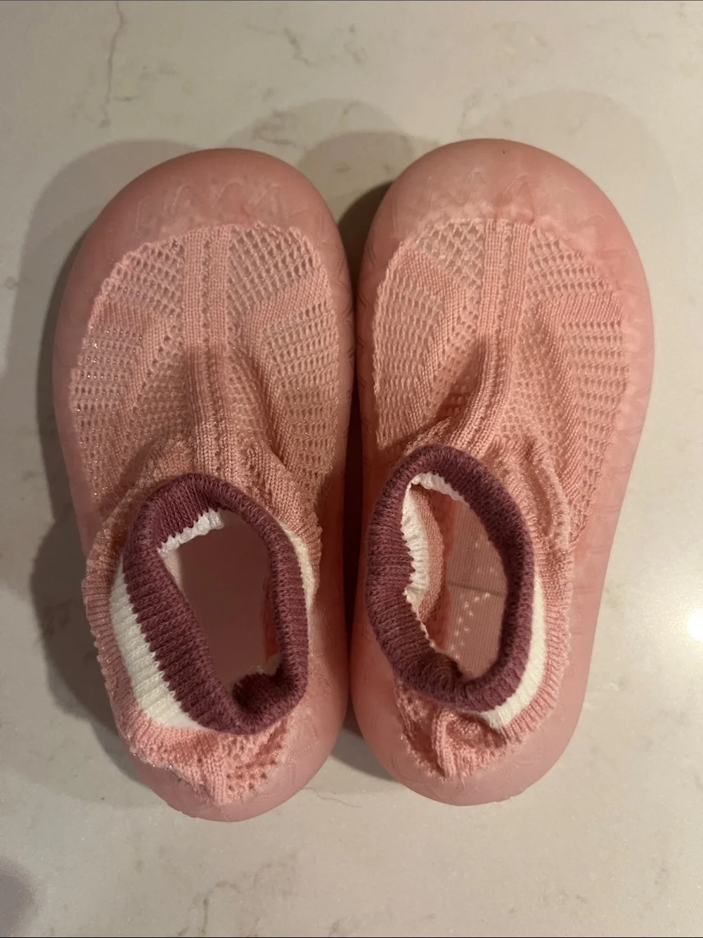 Kids Pink Slip-On Water Shoes with Elastic Ankle 1-2 years